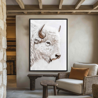 White Bison Art Framed Canvas - PaintFu