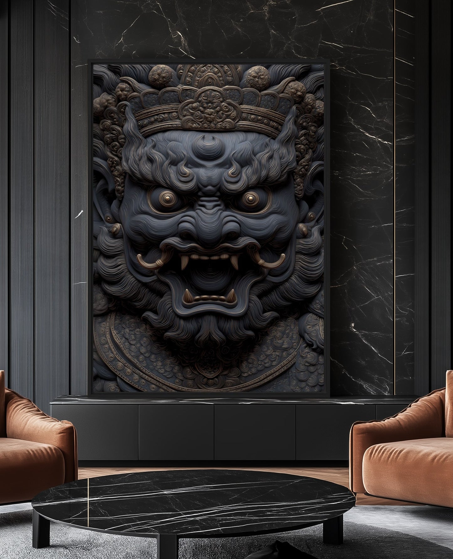 Black Jambhala Buddhist Art Framed Canvas