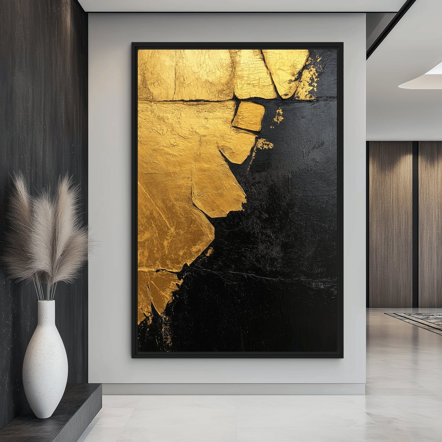 Black & Gold Modern Art Framed Canvas