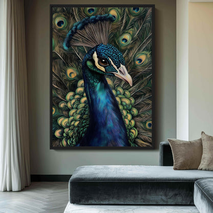 Majestic Peacock Bird Art Canvas Print Detail | PaintFu