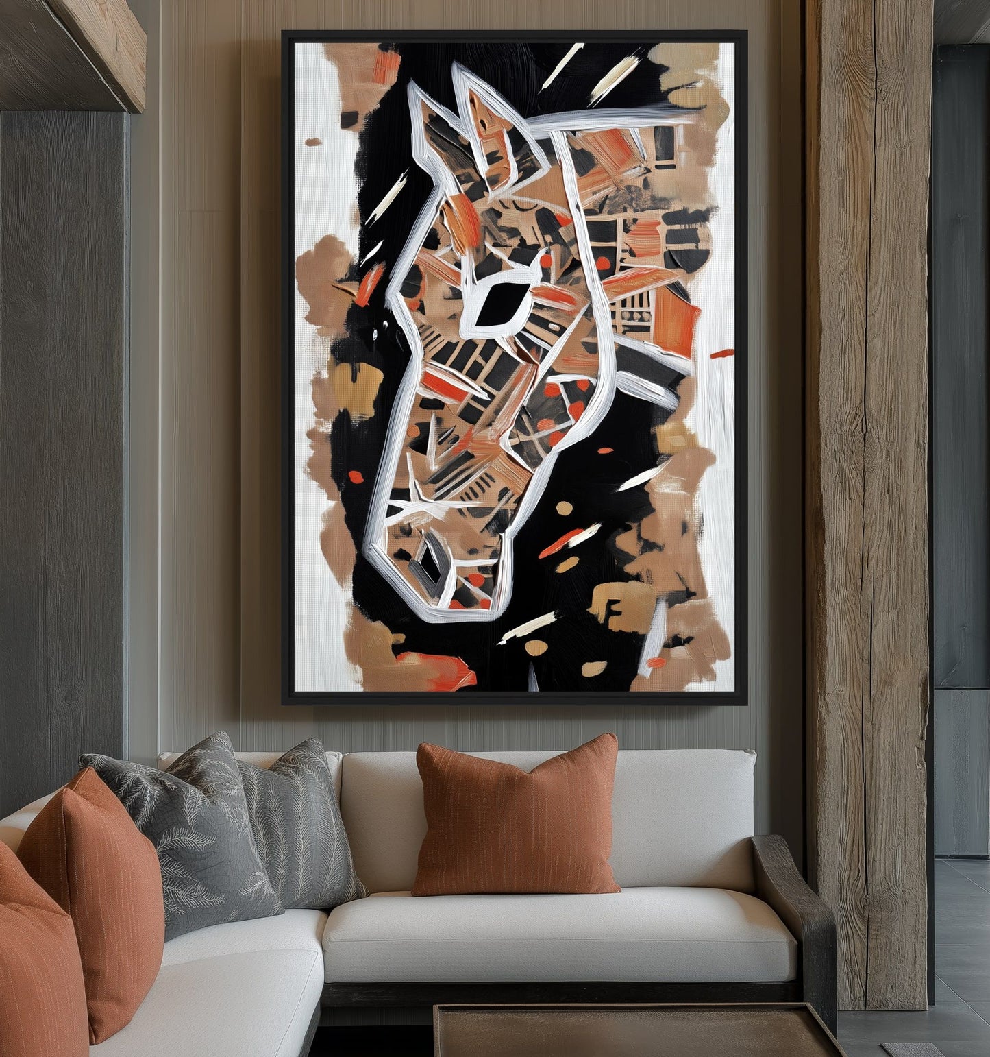 Horse Abstract Art Framed Canvas