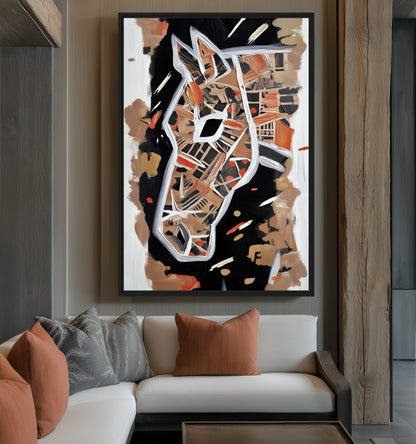 Horse Abstract Art Framed Canvas - PaintFu