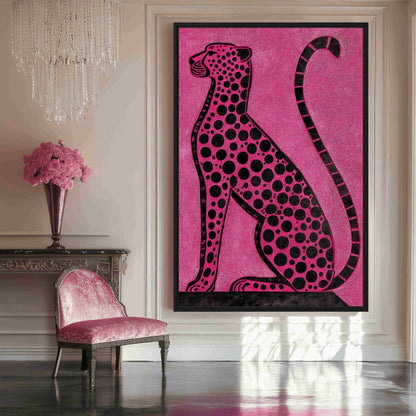 Pink Cheetah Trendy Art Framed Canvas - PaintFu