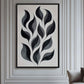Monochrome Leaves Abstract Art Framed canvas - PaintFu