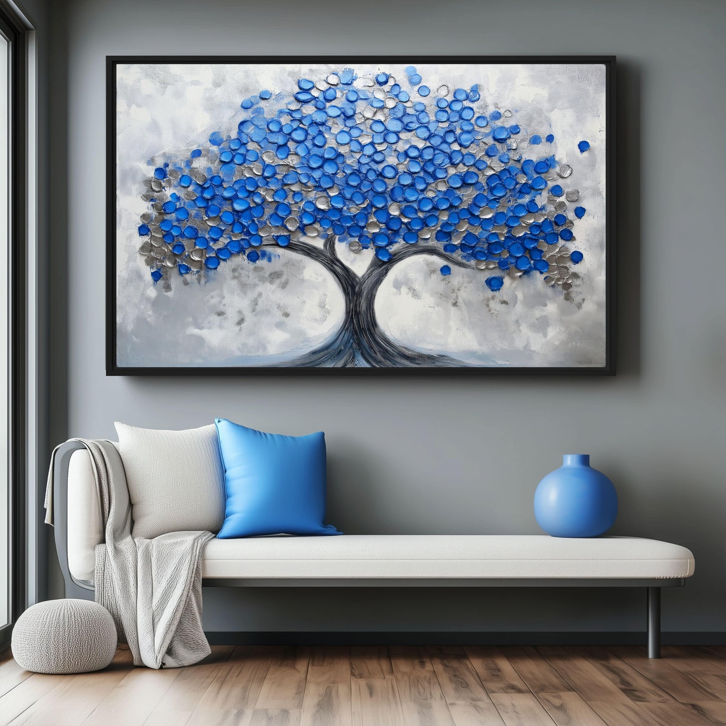 Blue Tree Modern Art Digital Print