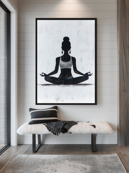 Woman Meditating Mindfulness Art Framed Canvas - PaintFu