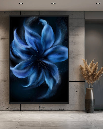 Blue Flower Minimalist Art Framed Canvas