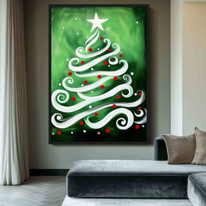 Christmas Tree Minimalist Art Framed Canvas - PaintFu