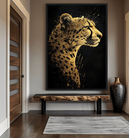 Cheetah Portrait Luxury Art Framed Canvas