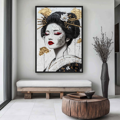 Geisha Modern Art Canvas Print Detail | PaintFu