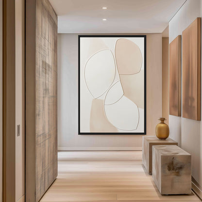Minimalist Beige Abstract Art Framed Canvas - PaintFu