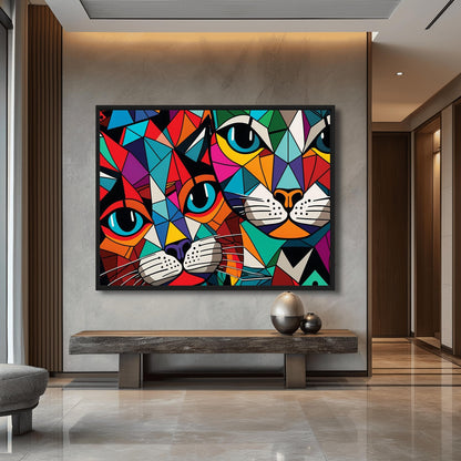 Cats Mosaic Art Framed Canvas
