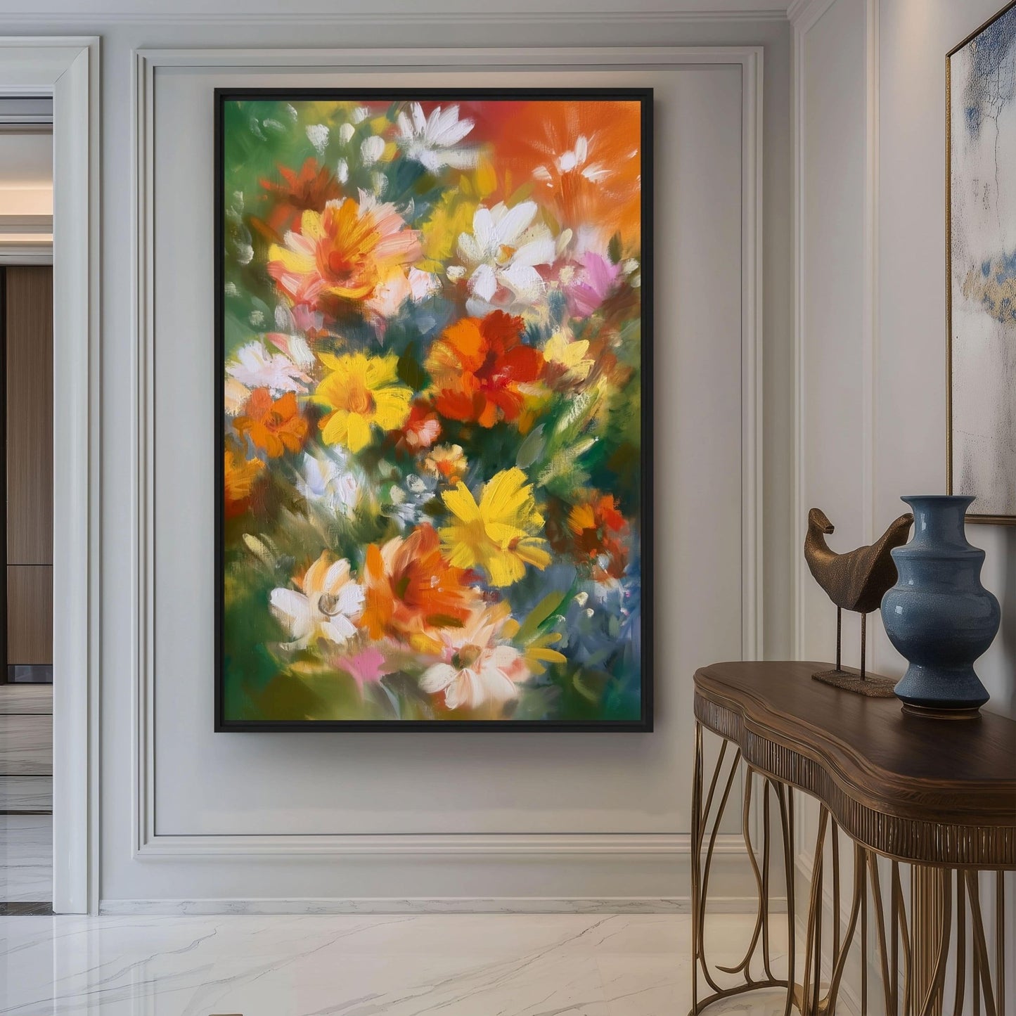Colorful Floral Art Framed Canvas
