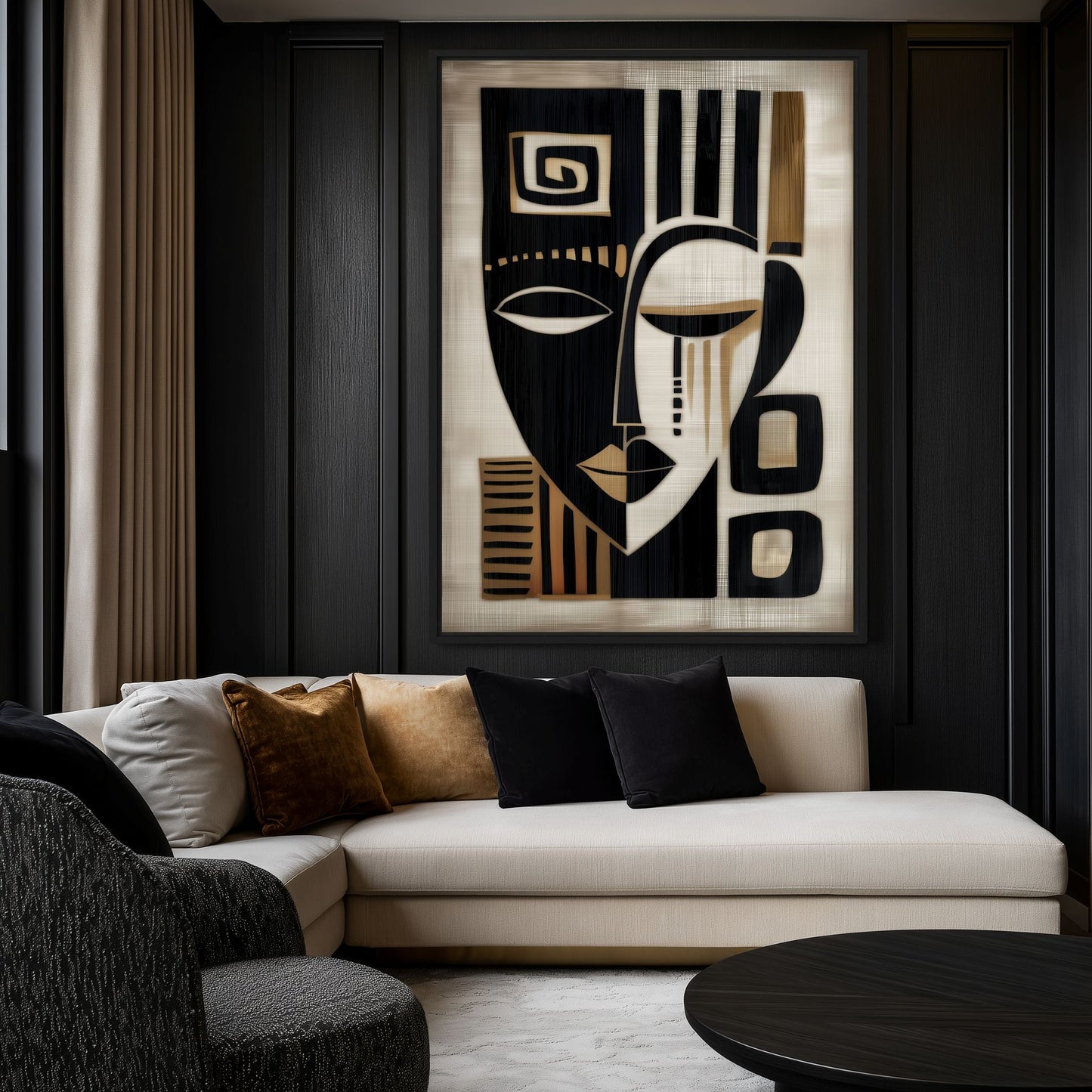 African Mask Modern Art Framed Canvas - PaintFu