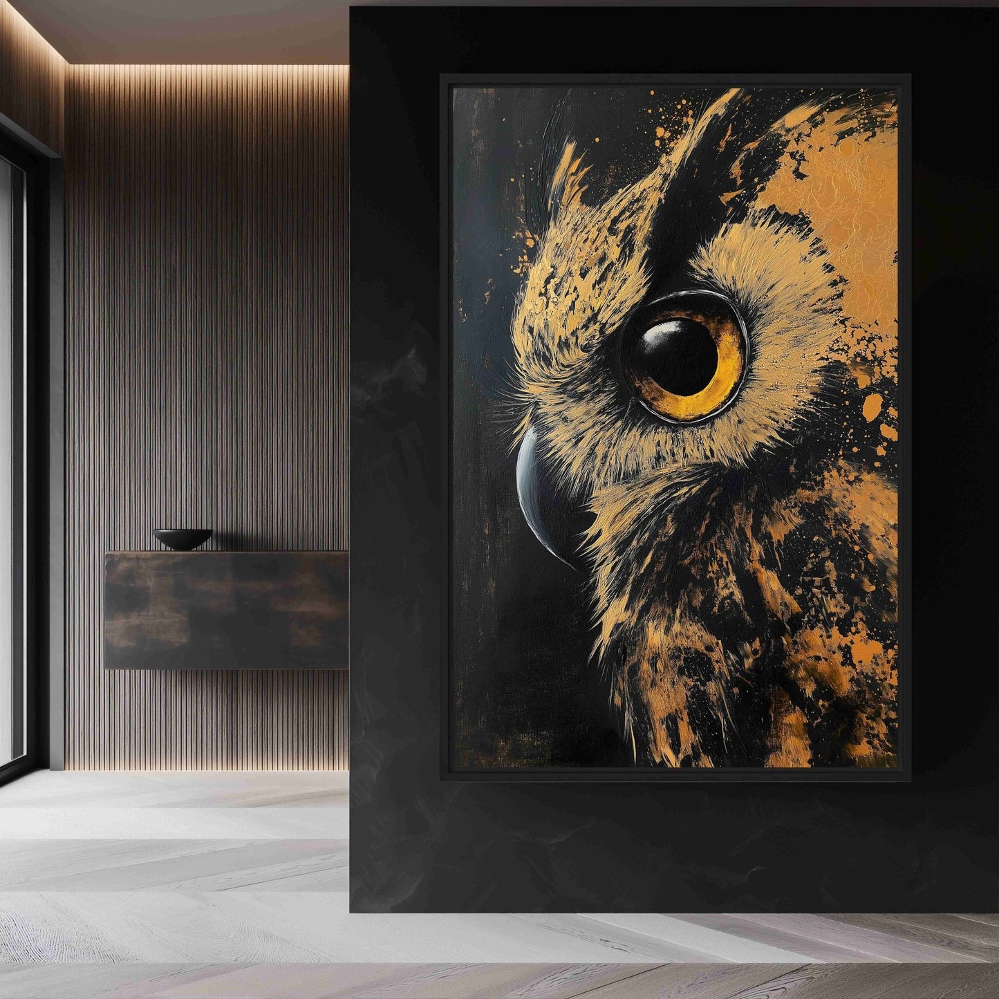 Gold Owl Modern Art Framed Canvas