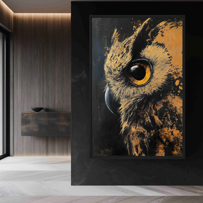 Gold Owl Modern Art Canvas Print Detail | PaintFu
