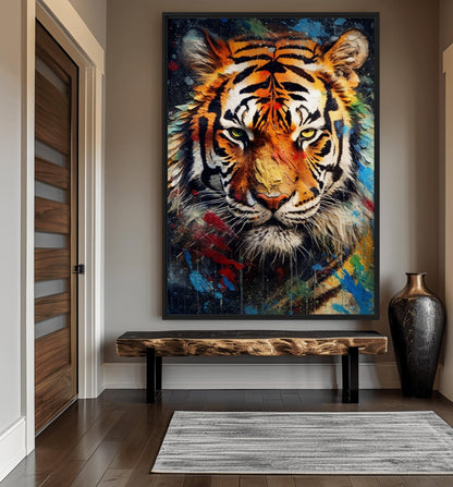 Colorful Tiger Modern Art Framed Canvas