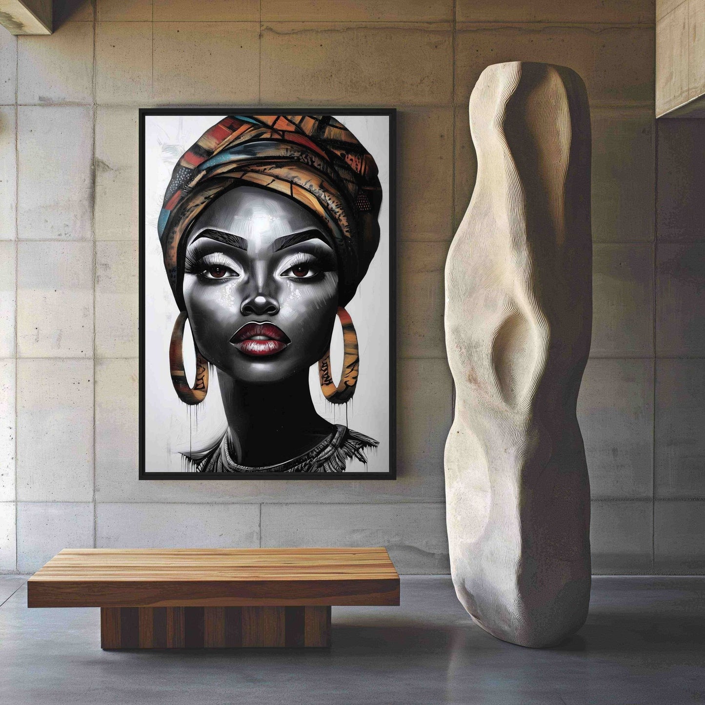 Black Woman Portrait Framed Canvas