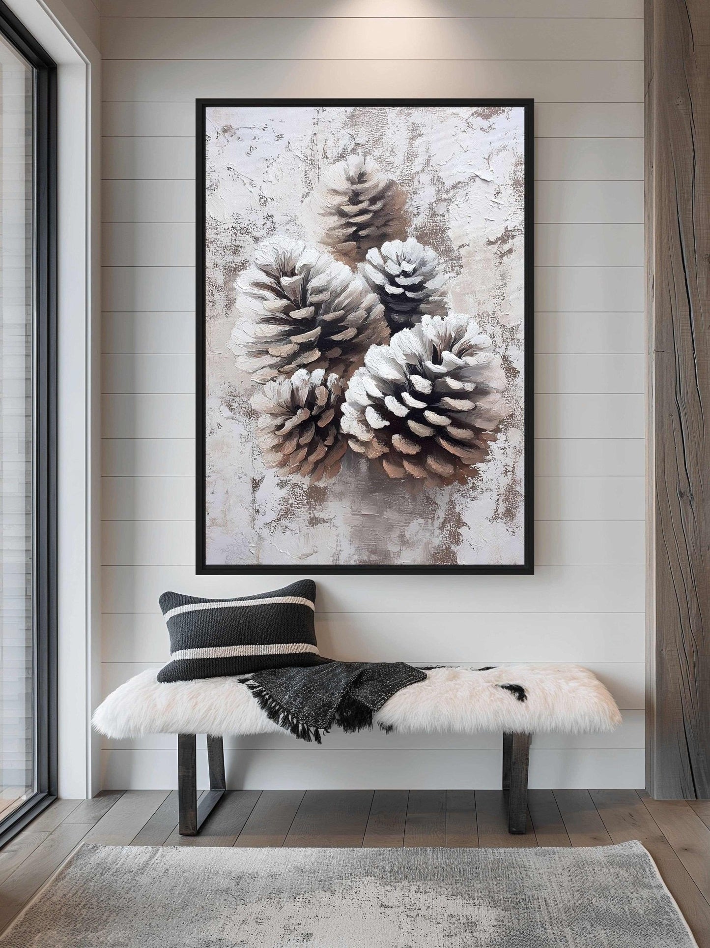 Pine Cones Winter Art Framed Canvas