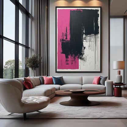 Pink Black Modern Art Digital Print