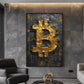 Bitcoin Black Gold Impasto Art Digital Print