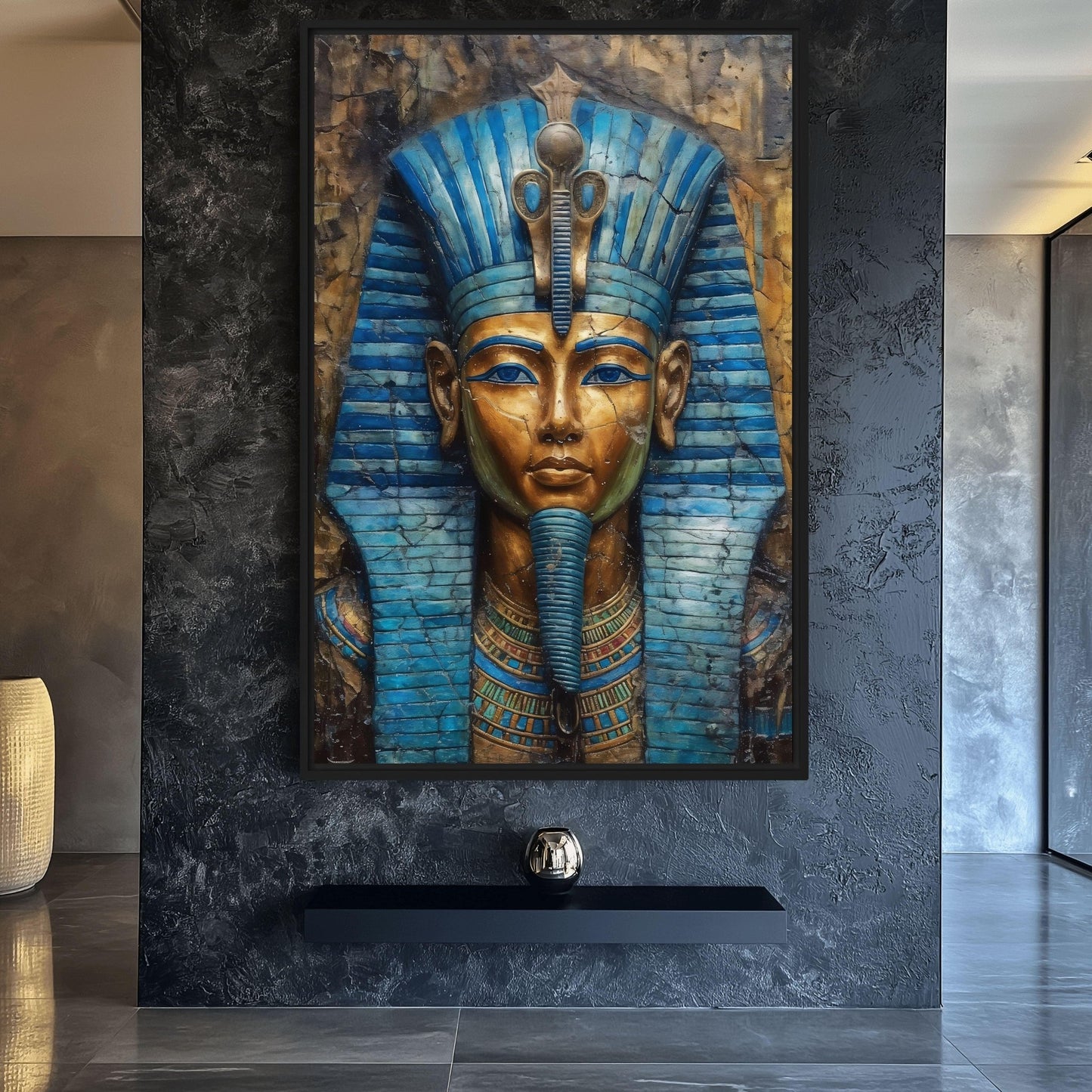 Tutankhamun Pharaoh Egypt Art Framed Canvas