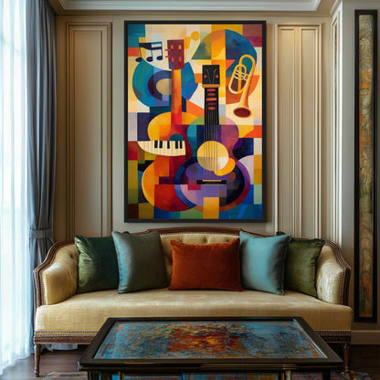 Abstract Music Art Framed Canvas - PaintFu
