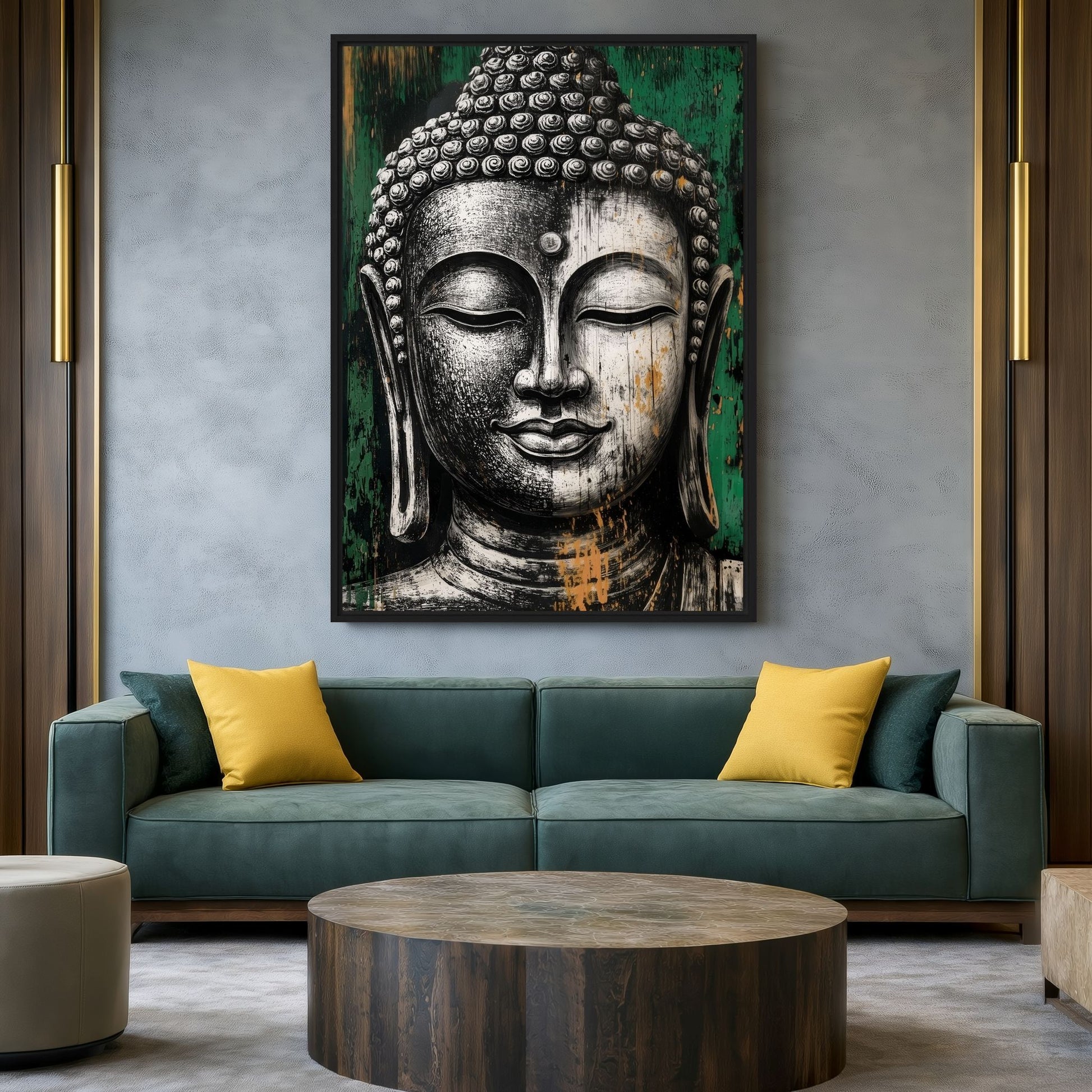 Buddha Portrait Zen Art Framed Canvas - PaintFu