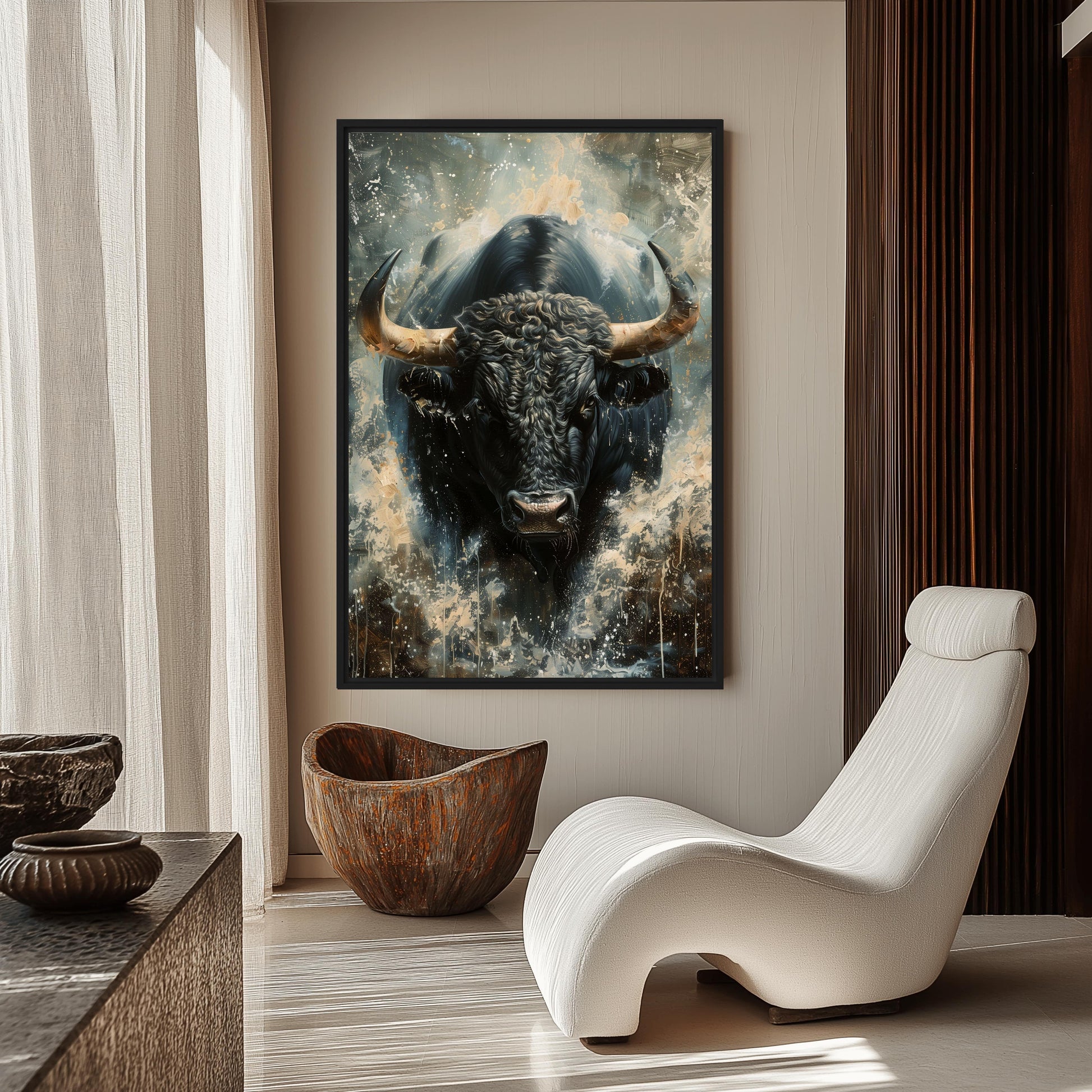 Raging Bull Modern Art Framed Canvas - PaintFu