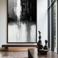 Black White Grey Abstract Art Framed Canvas
