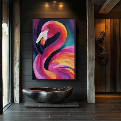 Flamingo Fine Art Framed Canvas - PaintFu