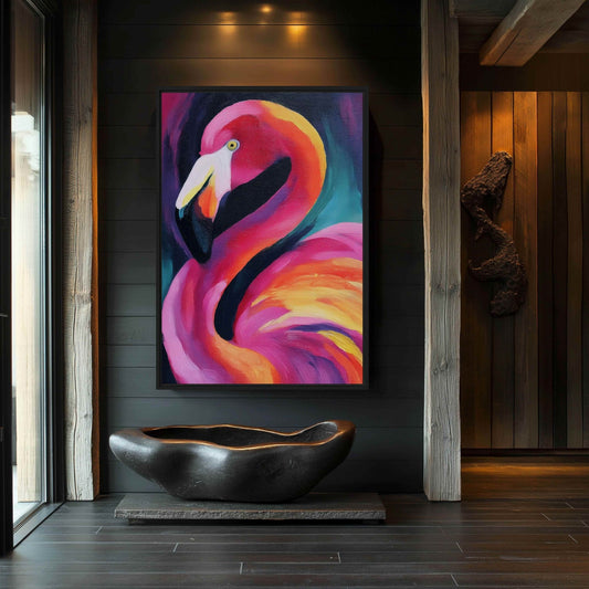 Flamingo Fine Art Framed Canvas - PaintFu