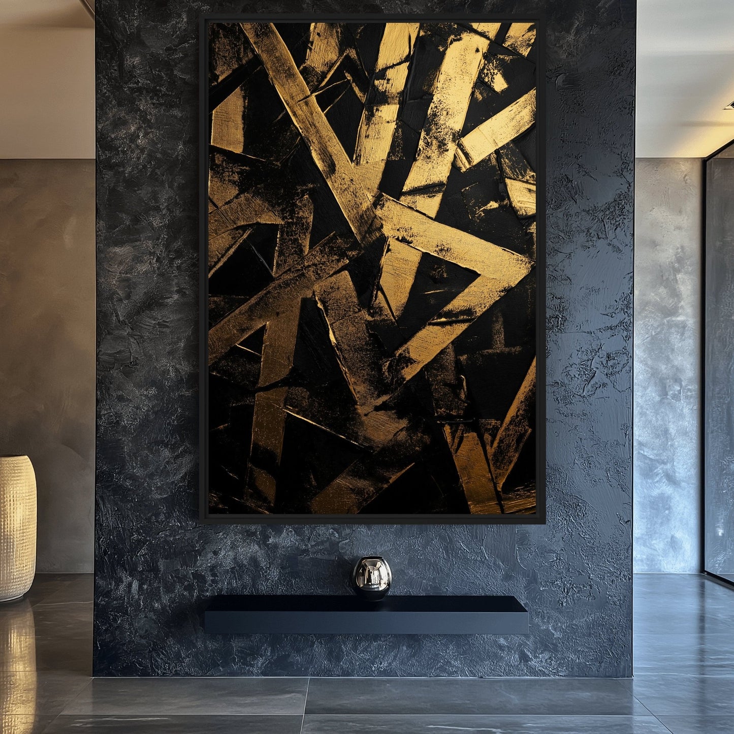 Black Gold Pattern Art Framed Canvas