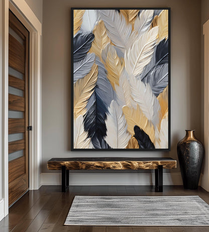 Colorful Feathers Impasto Art Digital Print