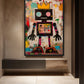 Robot Graffiti Art Framed Canvas