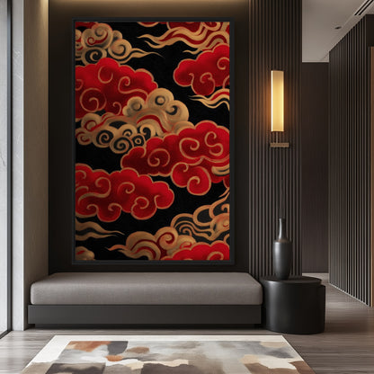 Auspicious Cloud Japanese Art Framed Canvas - PaintFu