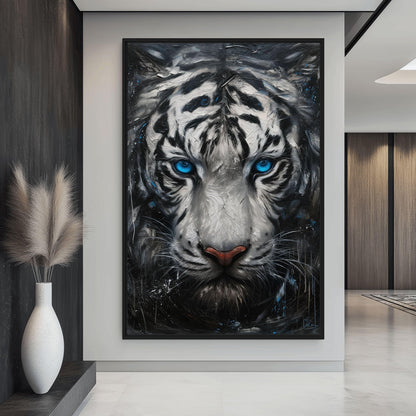Blue Eyed Tiger Framed Canvas