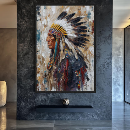 Chief Native American Art Framed Canvas