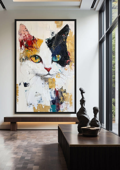 Cat Portrait Modern Art Framed Canvas