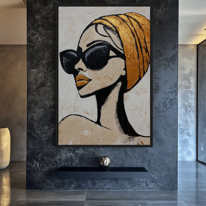 Woman in Sunglasses Fashion Art Framed Canvas