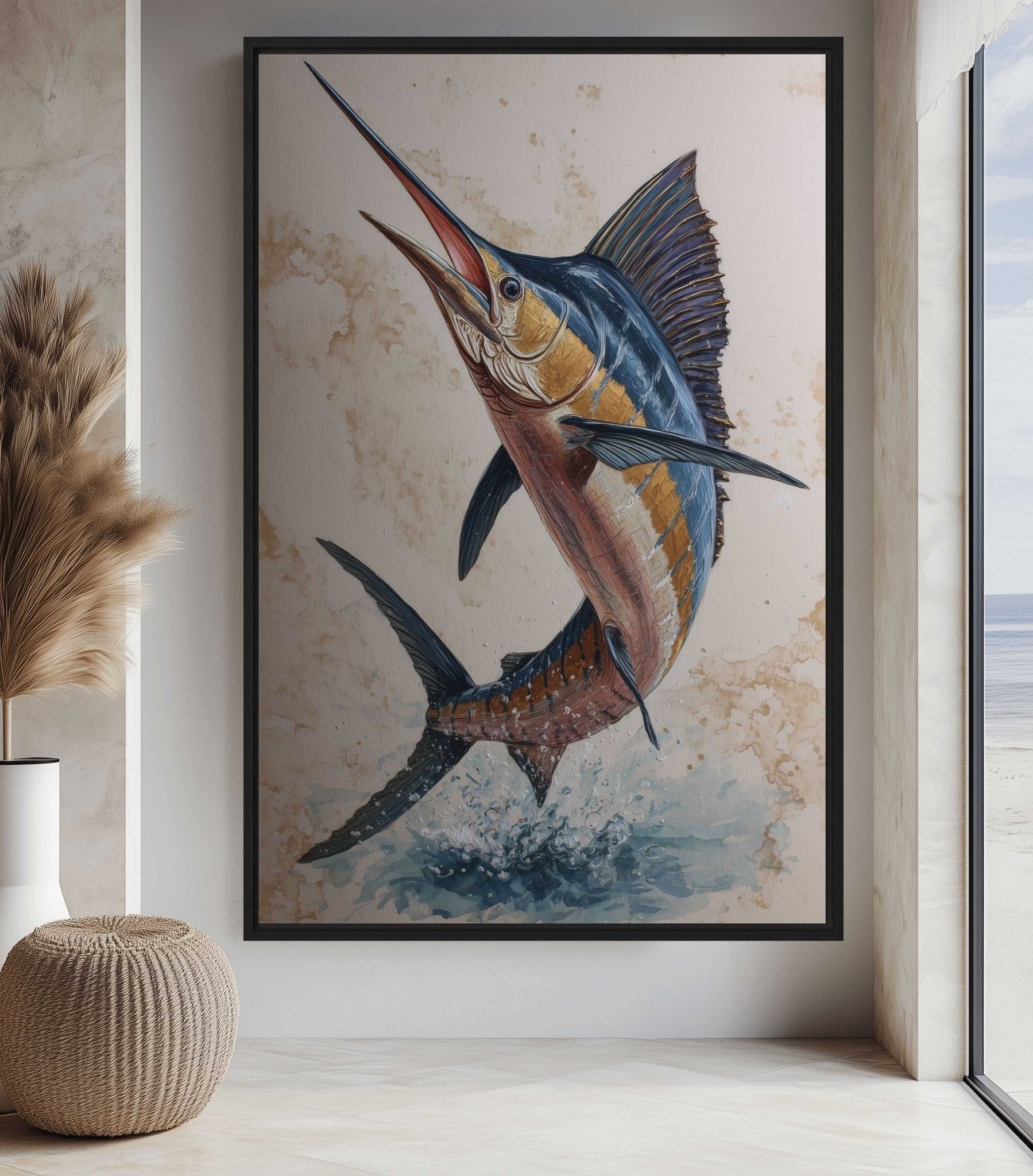 Blue Marlin Nautical Art Digital Print - PaintFu