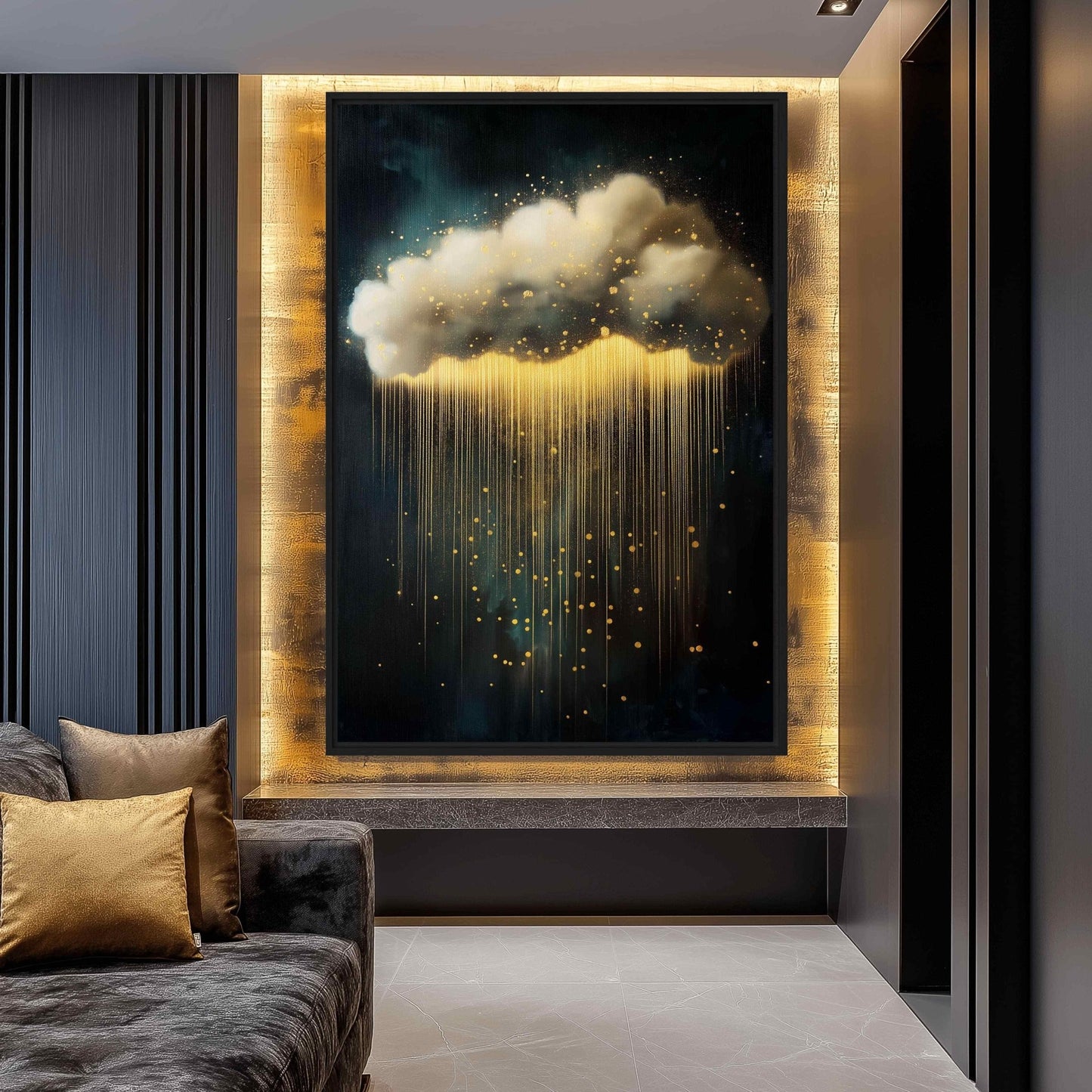 Rainy Cloud Minimalist Art Framed Canvas