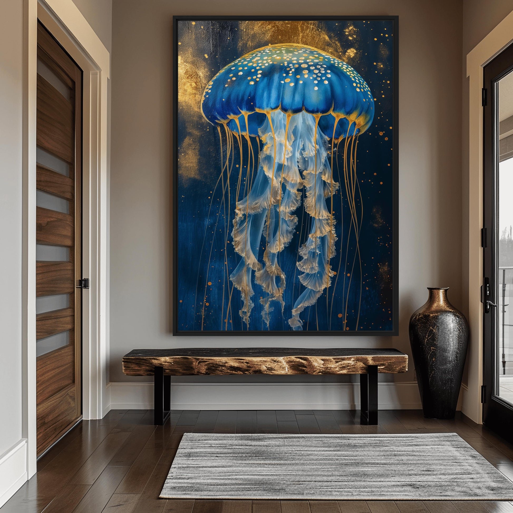 Majestic Jelly Nautical Art Framed Canvas - PaintFu