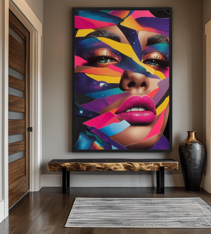 Neon Pop Art Woman Framed Canvas - PaintFu