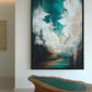 Teal & Gold Abstract Landscape Framed Canvas