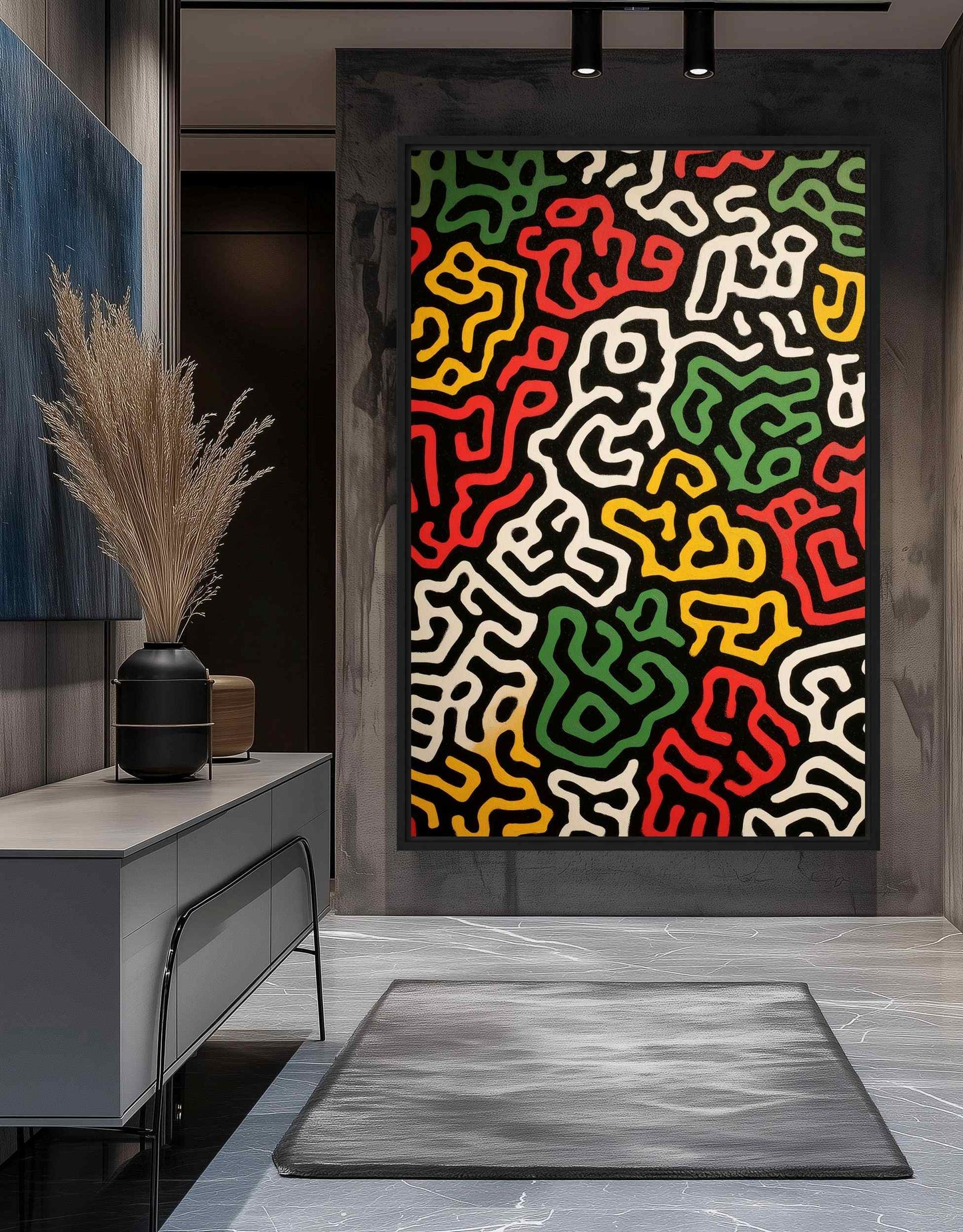 Colorful Line Art Framed canvas - PaintFu