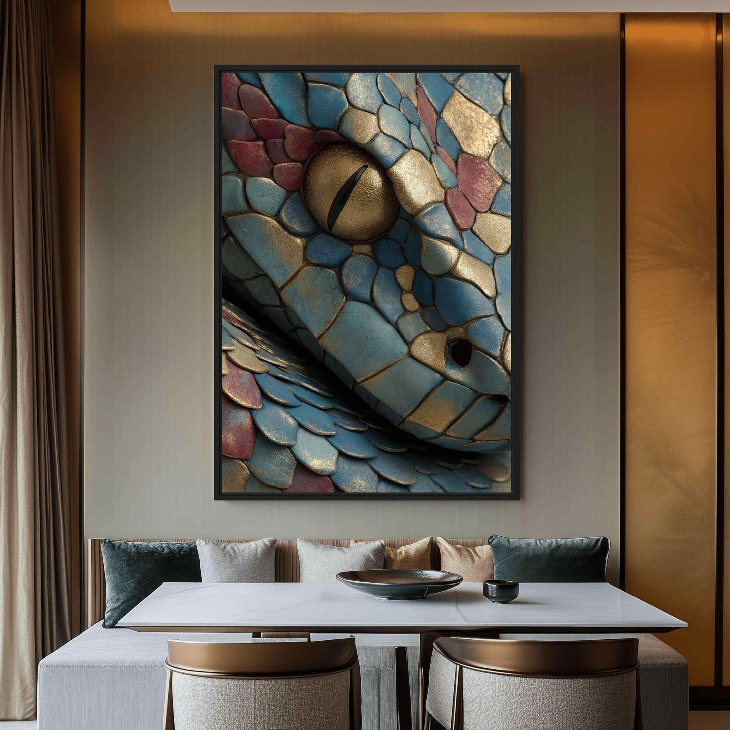 Snake Abstract Wildlife Art Framed Canvas