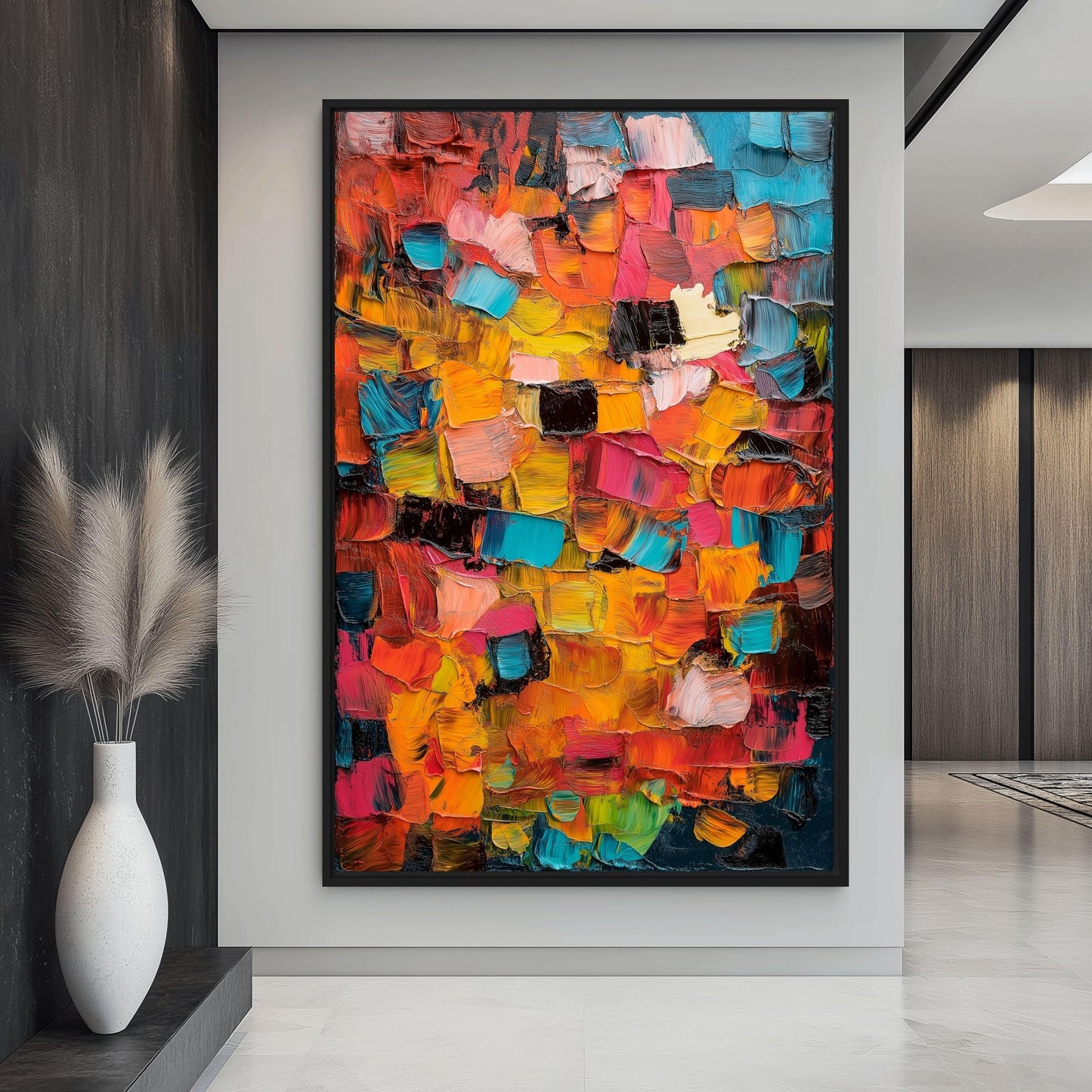 Colorful Impasto Art Framed Canvas