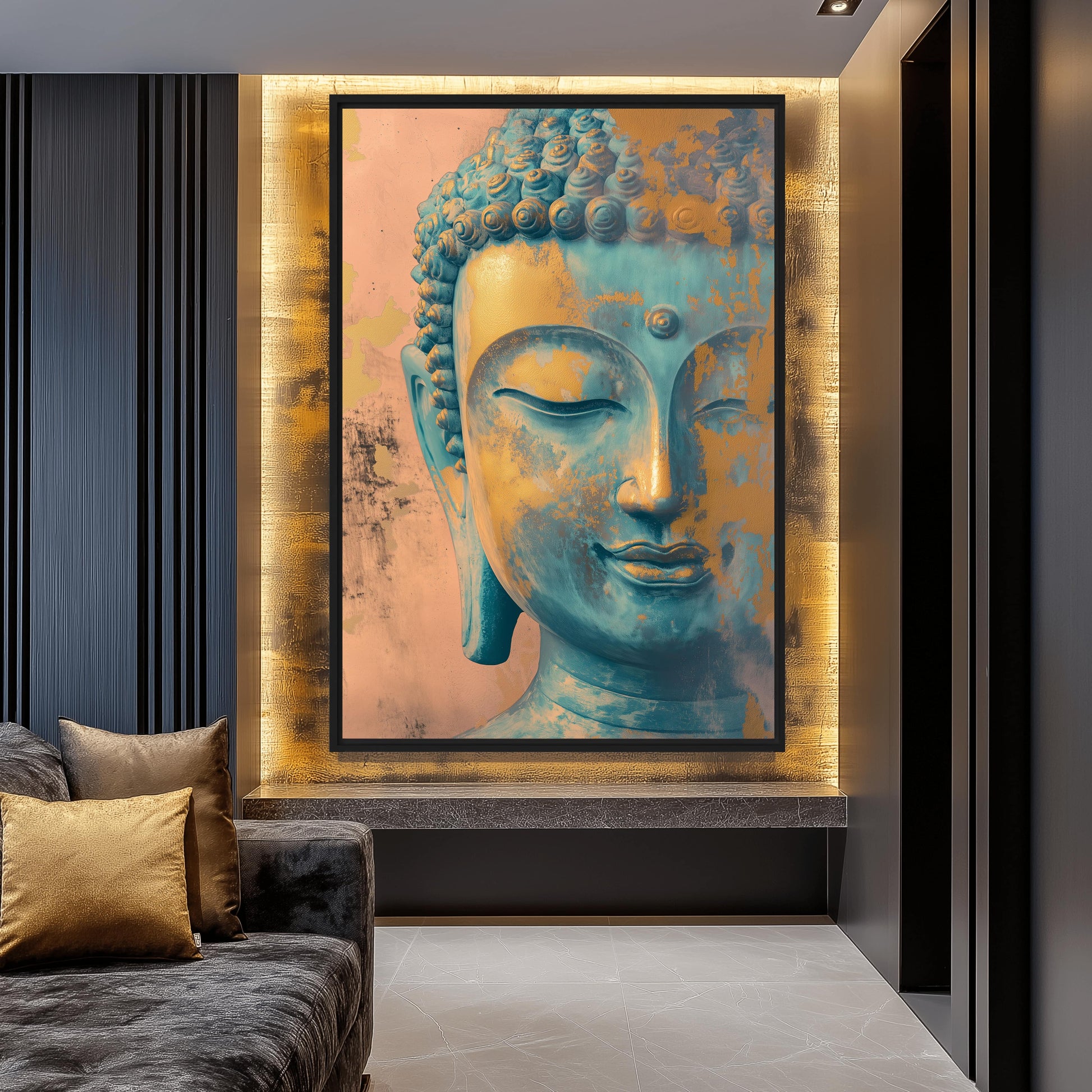 Buddha Pastel Colors Framed Canvas - PaintFu