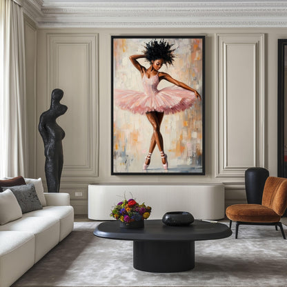 African American Ballerina Framed Canvas - PaintFu